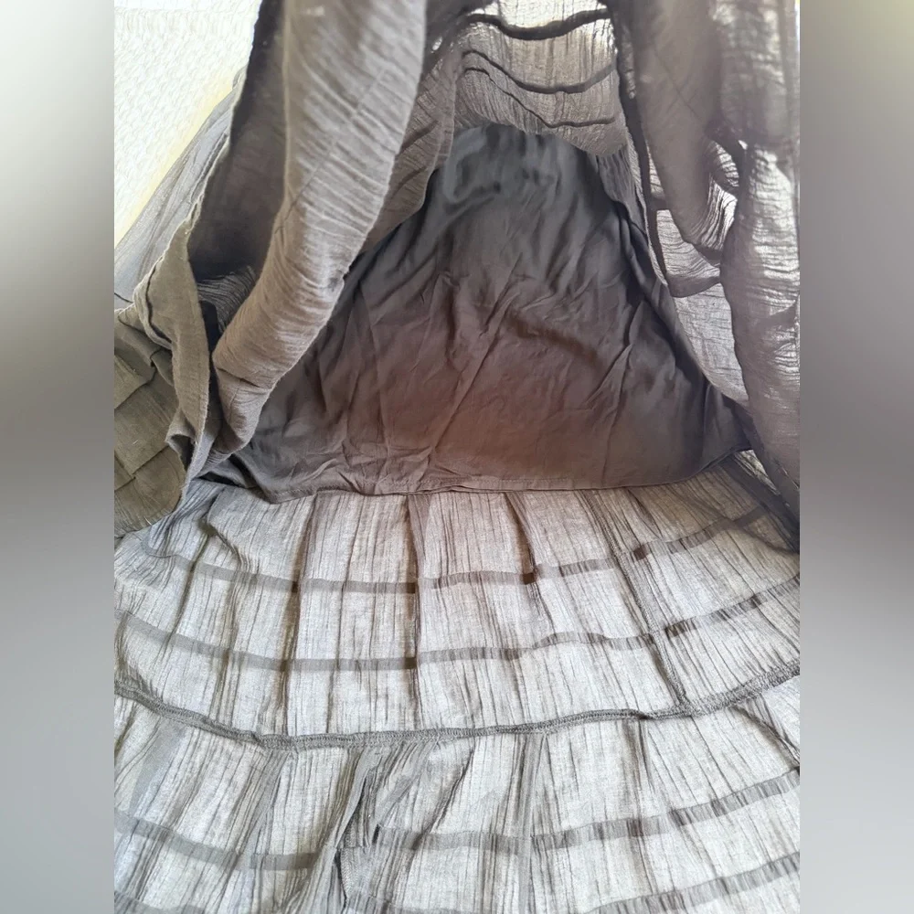 Free People Let’s Be Friends Black Summer Midi Dress Women’s Size S Puff Sleeve - Picture 13 of 16